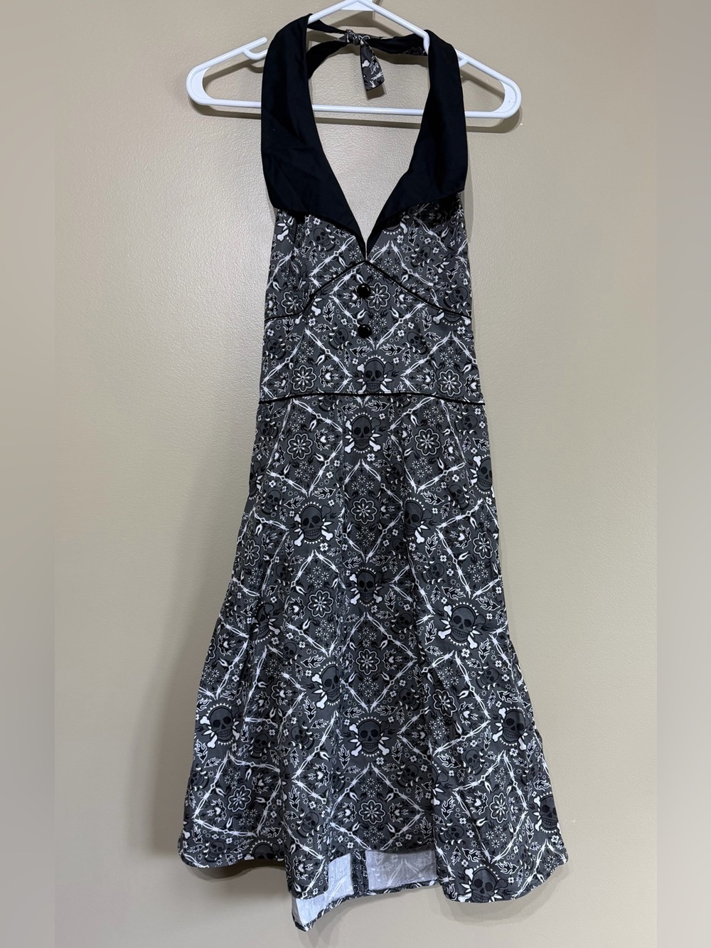 Y2K Rocksteady Mallgoth Bandana Skull Halter Dress 100% Cotton